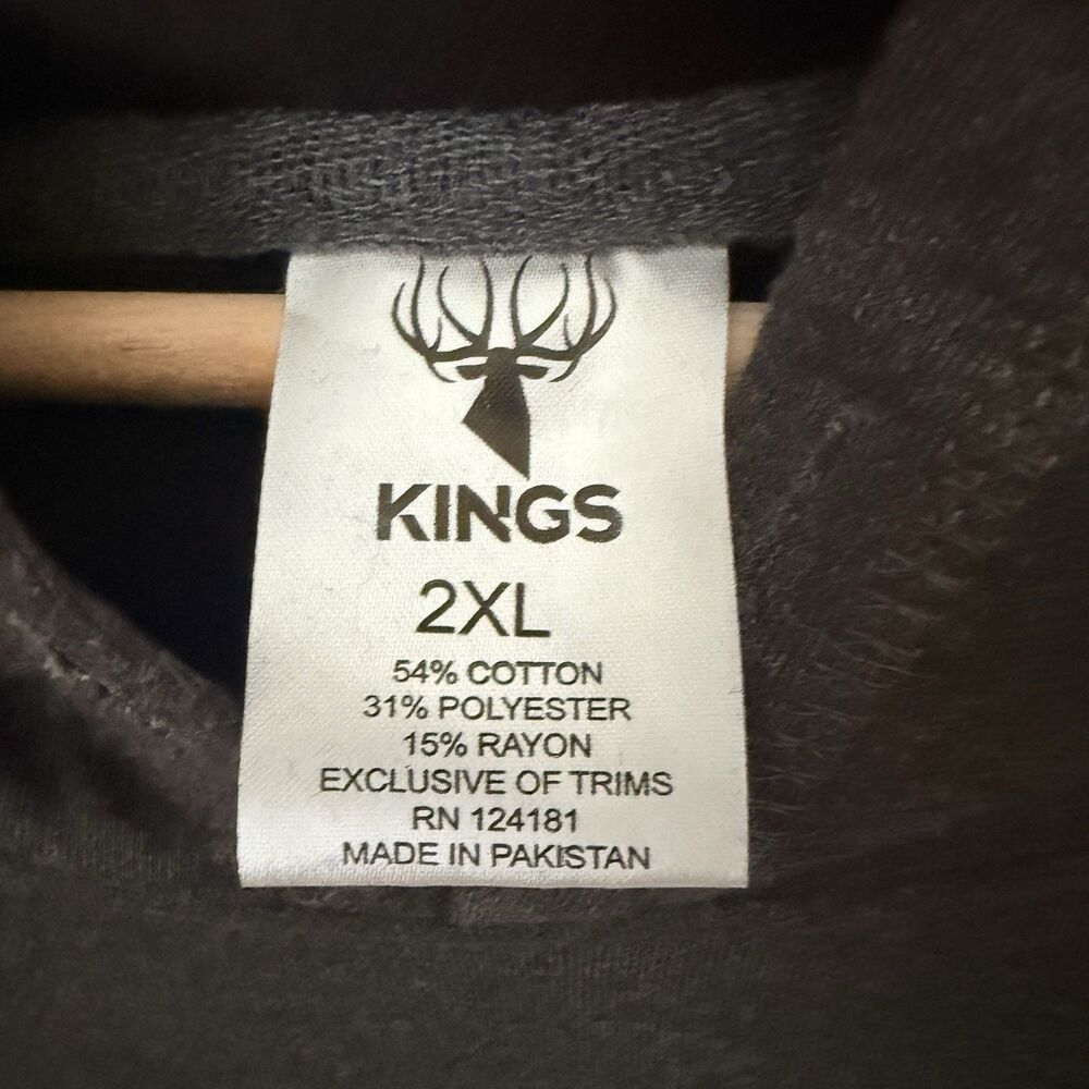 Kings Camo Men's Hoodie Triblend Logo Hoodie Lightweight Gray Maroon Deer - Picture 3 of 4